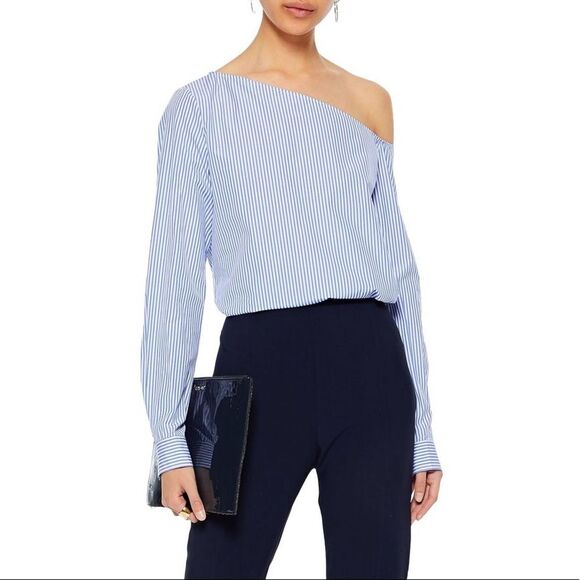 4/$100 Theory Ulrika Dalton Stripe One Shoulder Top - Picture 4 of 8
